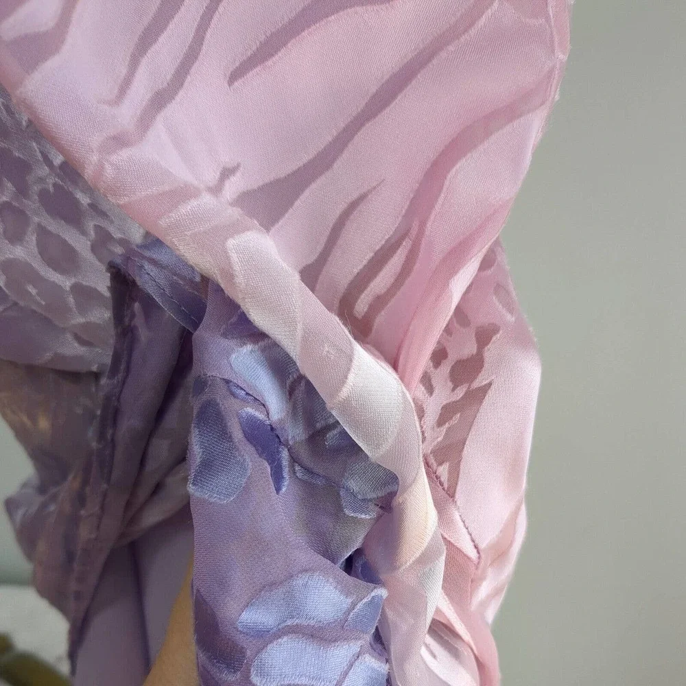 Elegant light pink lavender purple ombre silk maxi gown - Picture 13 of 16